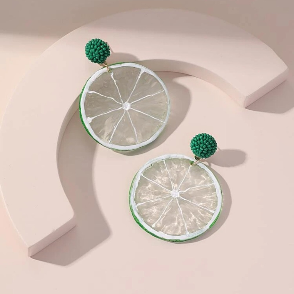 Green Citrus Statement Earrings